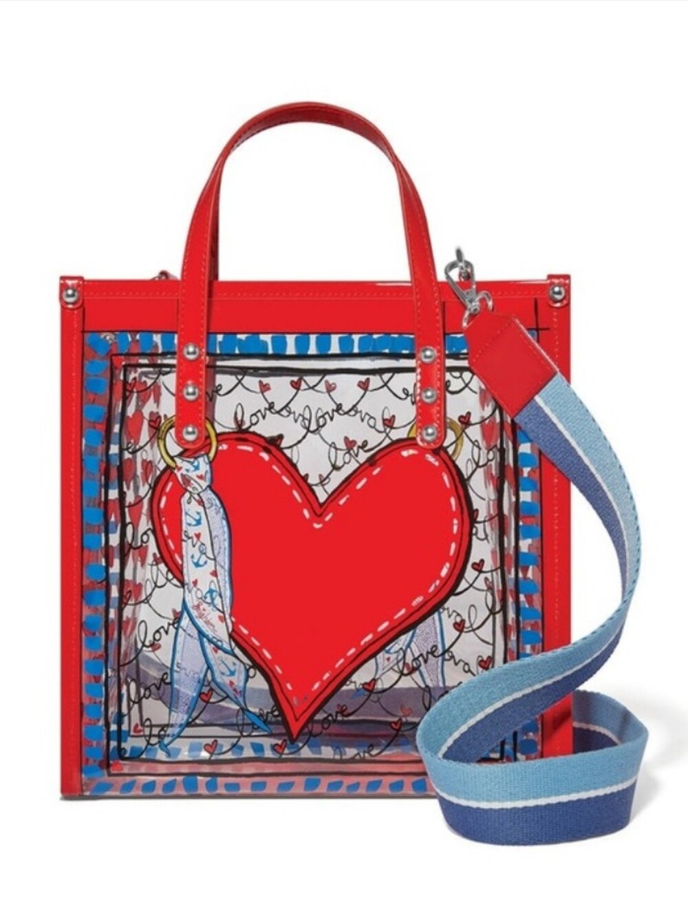 Brighton-Striped " Love " ♥️ Clear Vinyl Tote Bag - Crossbody - Picture 6 of 7